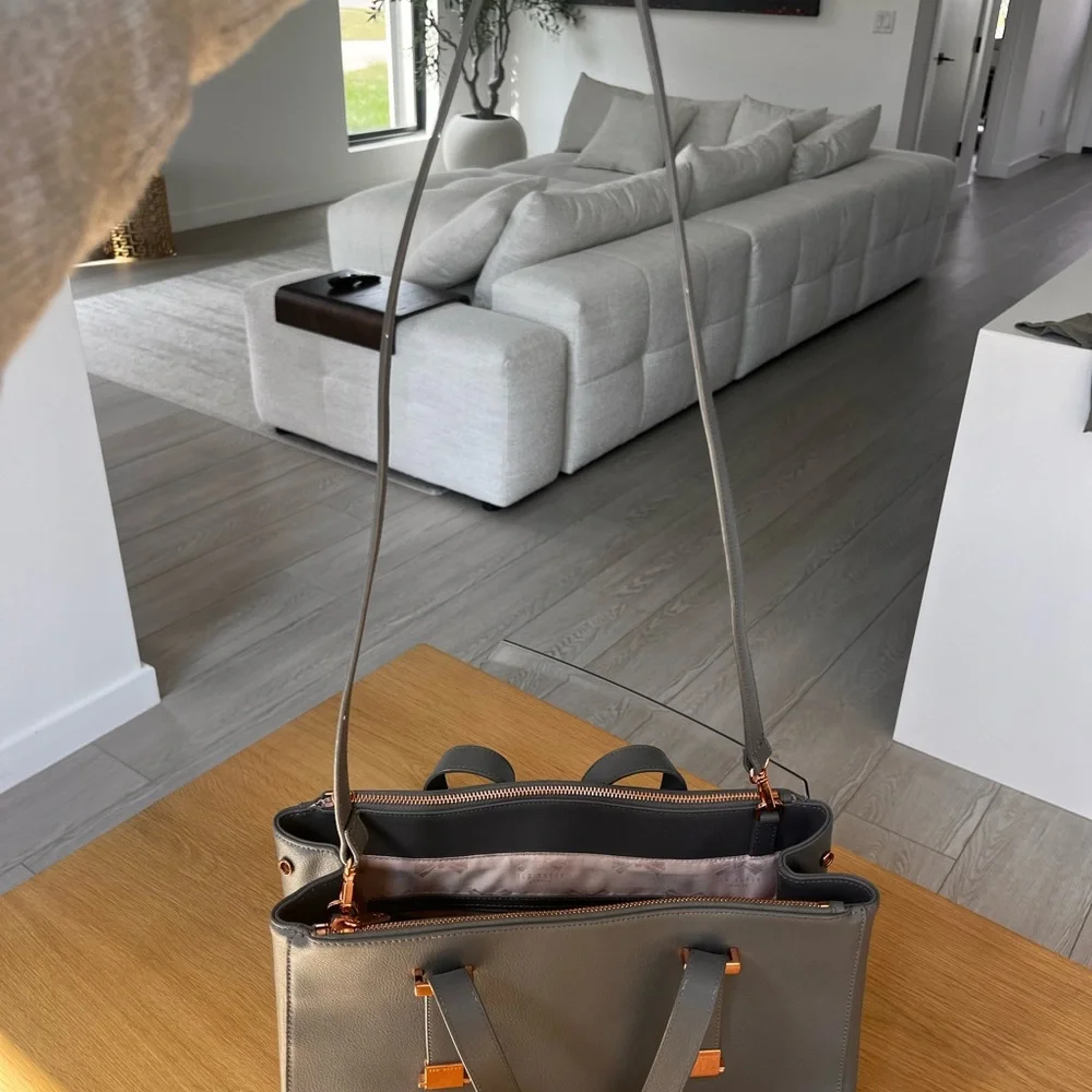 Ted Baker Charcoal Briefcase Bag with Rose Gold Hardware